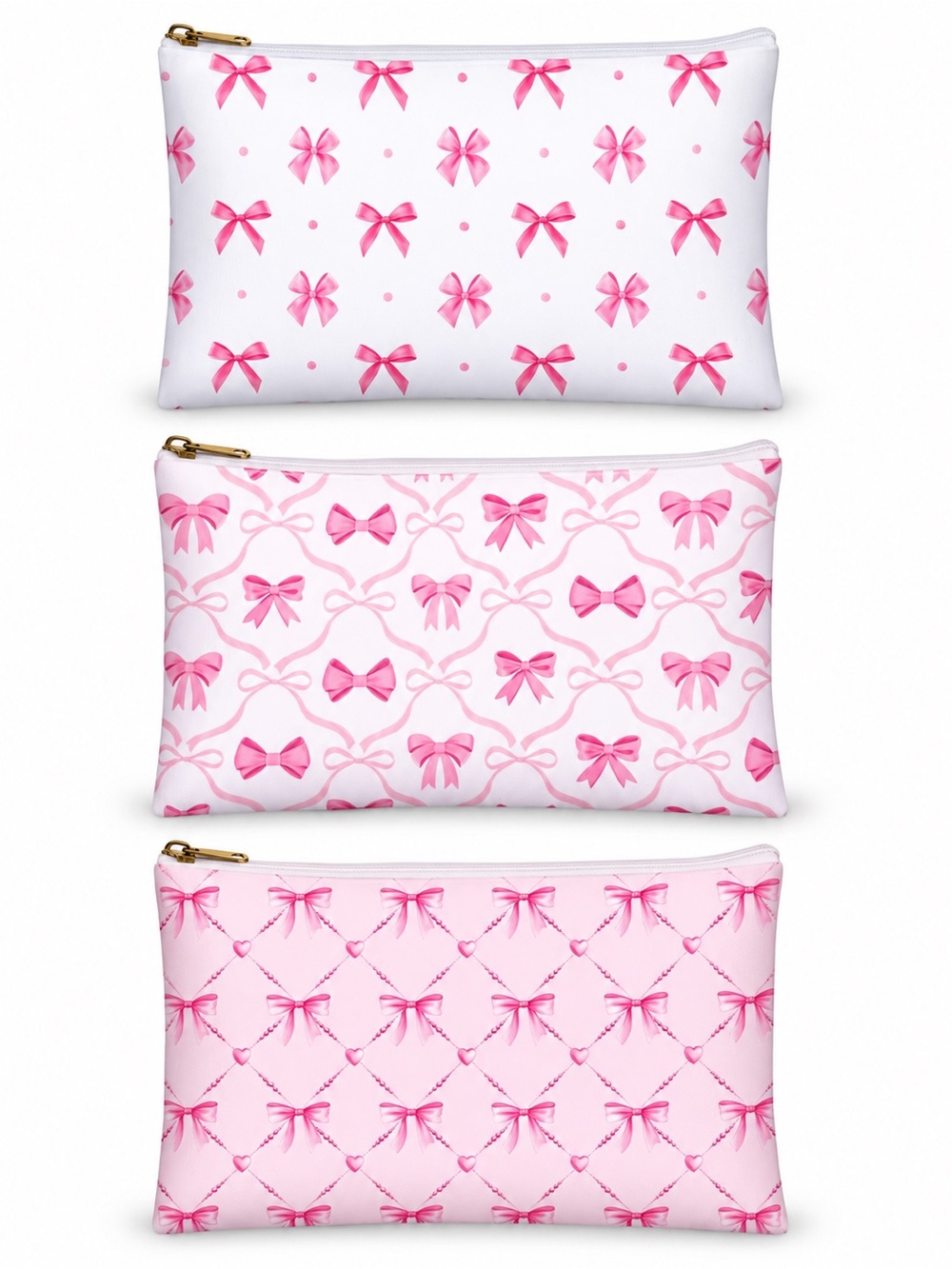 3pc. Bow Cosmetic Bags